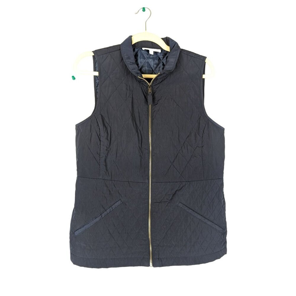Talbots Women Quilted Vest Navy Blue SIze Small Preppy Career Casual
